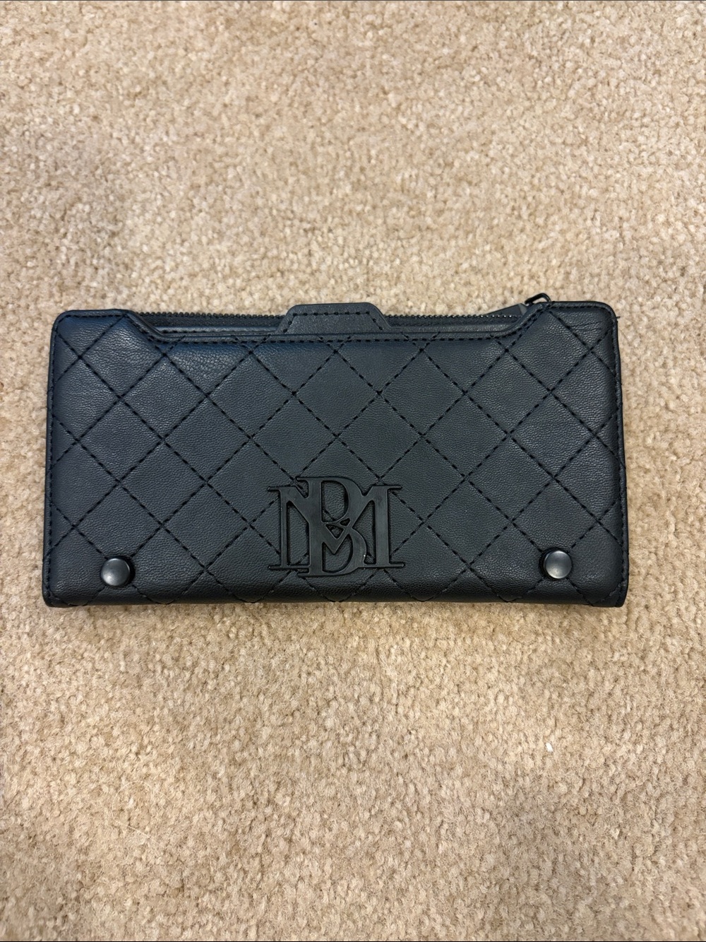 Harley-Davidson Black Leather Trifold Wallet with ID Window